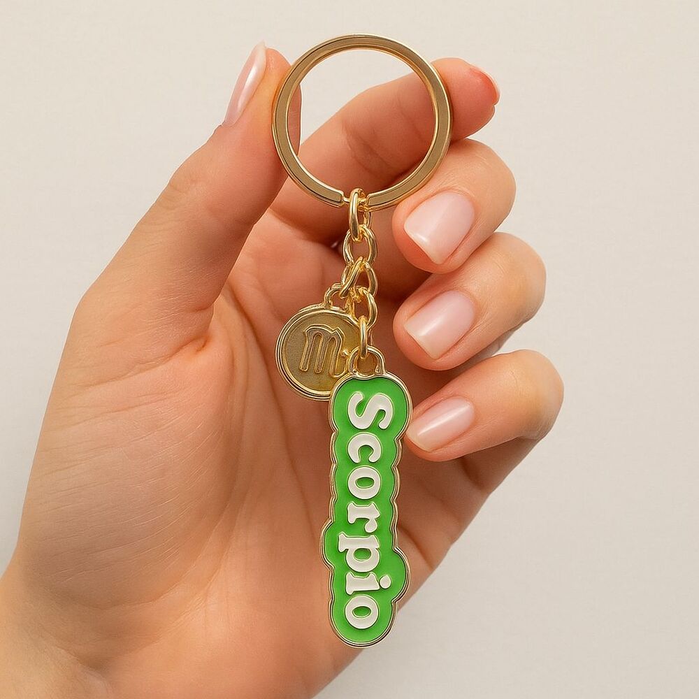 Modern Expressions "Scorpio" Green & Gold 1 Count Keychain Metal 738420 Zodiac